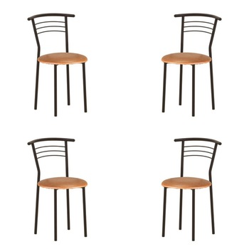 Set 4 scaune dining/bucatarie MARCO Black, Aramiu piele ecologica