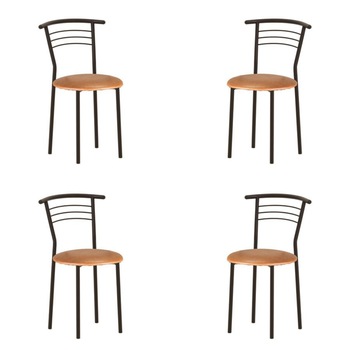 Set 4 scaune dining/bucatarie MARCO Black, Aramiu piele ecologica Set 4 scaune dining/bucatarie MARCO Black, Aramiu piele ecologica