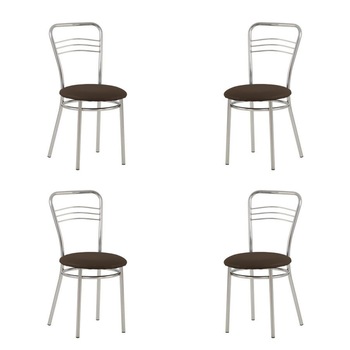 Set 4 scaune dining/bucatarie ARGENTO, Wenge piele ecologica