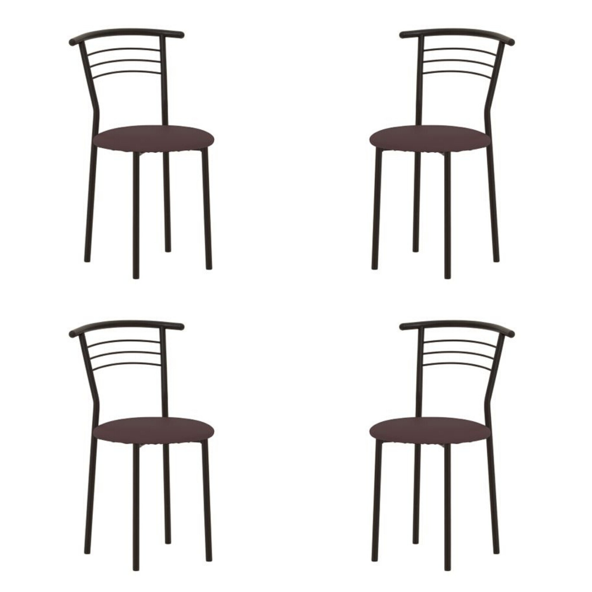 Set 4 scaune dining/bucatarie MARCO Black, Wenge piele ecologica