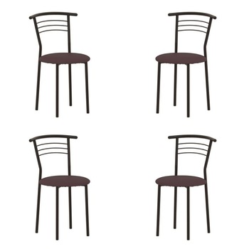 Set 4 scaune dining/bucatarie MARCO Black, Wenge piele ecologica