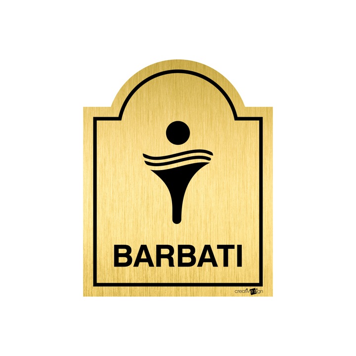 Индикатор за мъжка тоалетна, Гравиран, 10x8 см, Златист