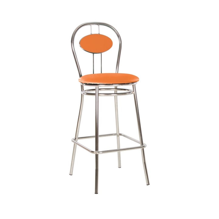 Scaun de bar Wegner Hoker, Portocaliu piele ecologica