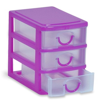 Etajera Zola®, din plastic, 11x9x13 cm, 3 compartimente, culoare roz si transparent Etajera Zola®, din plastic, 11x9x13 cm, 3 compartimente, culoare roz si transparent