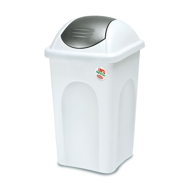 Cos de gunoi Stefanplast Primavera, Capac oscilant, 60 L, Alb/Gri