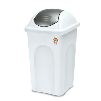 Cos de gunoi Stefanplast Primavera, Capac oscilant, 60 L, Alb/Gri Cos de gunoi Stefanplast Primavera, Capac oscilant, 60 L, Alb/Gri