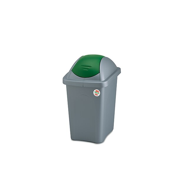 Cos de gunoi Stefanplast Multipat, Capac oscilant, 30 L, Gri/Verde