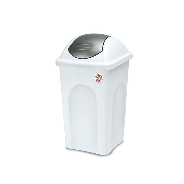 Cos de gunoi Stefanplast Primavera, Capac oscilant, 30 L, Alb/Gri