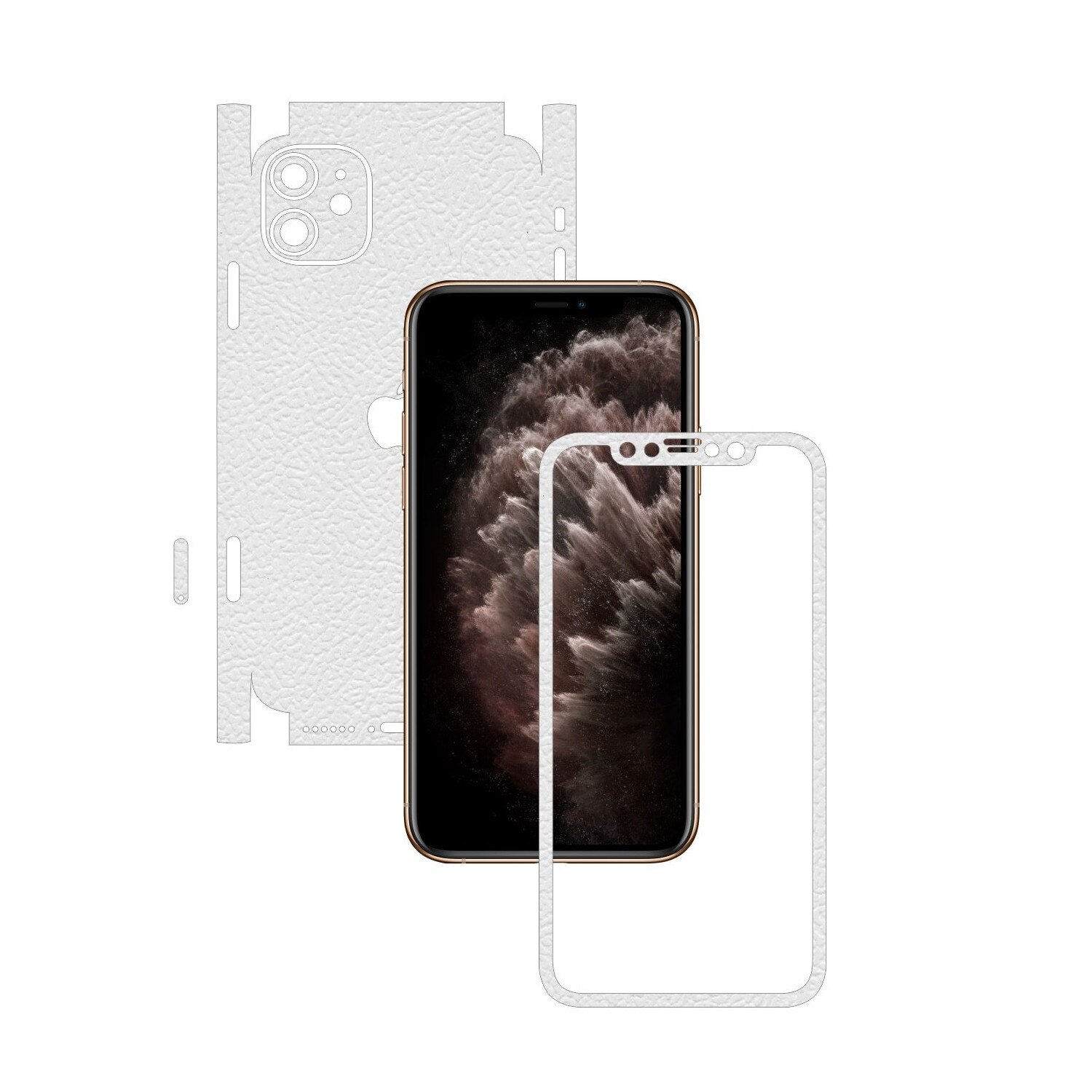 Folie Protectie Carbon Skinz pentru Apple iPhone 11 - CAM CUT - Piele Alba 360 Cut, Skin Adeziv Full Body Cover pentru Rama Ecran, Carcasa Spate si Laterale