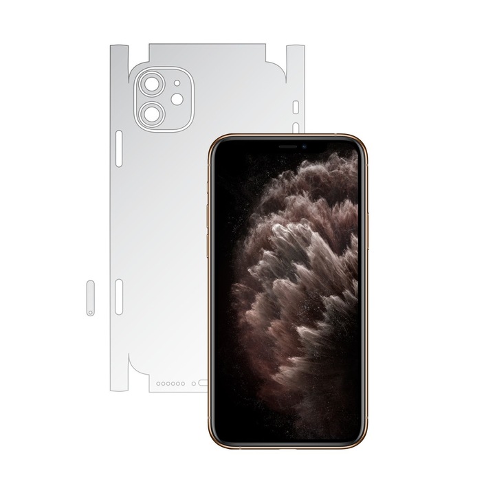 Folie Protectie Spate Invisible Skinz UHD AutoRegeneranta pentru Apple iPhone 11 - CAM CUT - Folie Siliconica Ultra-Clear cu taiere 360 Cut pentru Carcasa Spate si Laterale, Skin Adeziv Transparent, Edge to Edge Full Case Cover