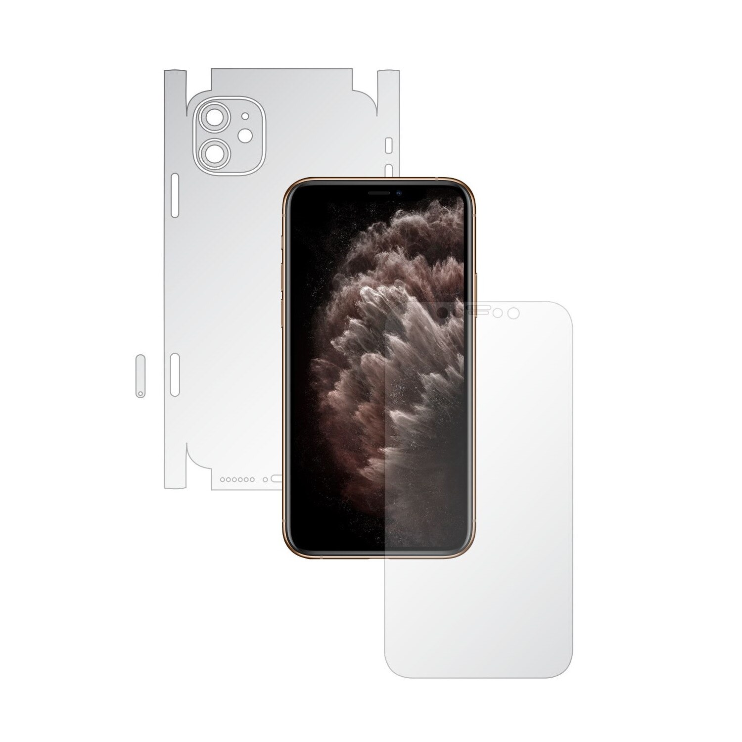 Folie Full Body Invisible Skinz HD pentru Apple iPhone 11 - CAM CUT - Folie Protectie Siliconica Ultra-Clear cu taiere 360 Cut pentru Ecran, Carcasa Spate si Laterale, Skin Adeziv Transparent, Edge to Edge Cover