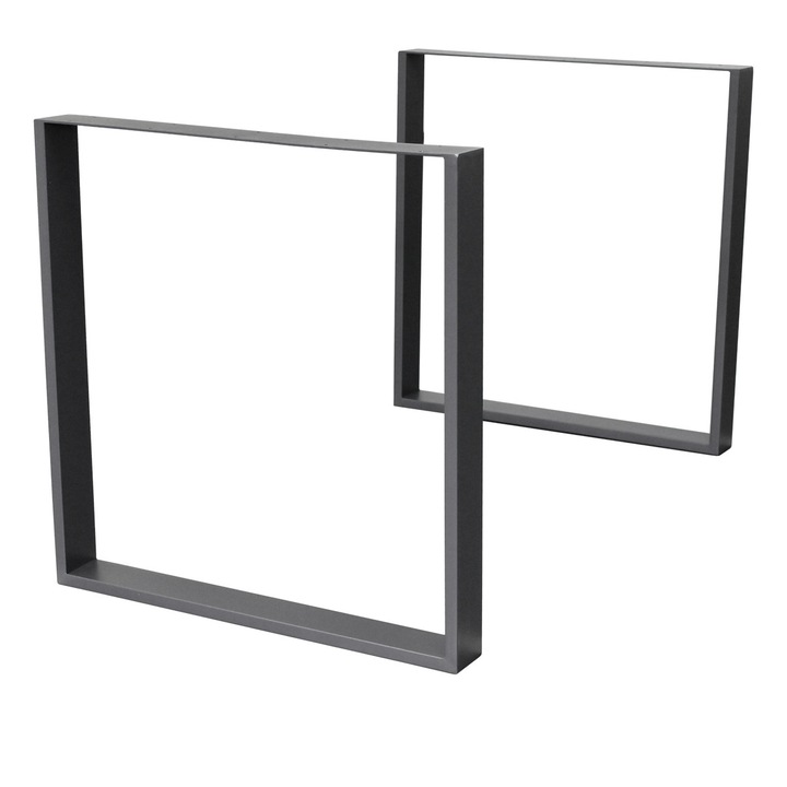 Set 2 picioare de masa / mobilier ECD Germany, 90 x 72 cm, otel acoperit cu pulbere gri inchis, design dreptunghiular, cadru de masa