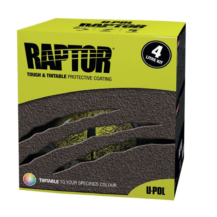 Боя против надраскване матова черна текстура Raptor U-POL Kit 4 лит