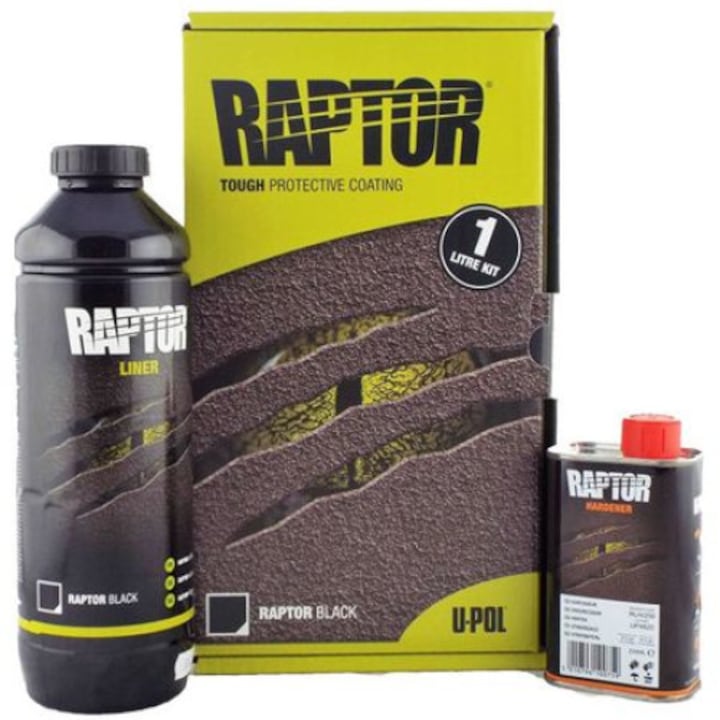 Vopsea antizgarieturi negru mat texturata Raptor U-POL Kit 950 ml