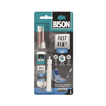 Adeziv de reparatii cianoacrilat bicomponent, Bison Fast Fix Liquid flex, 10 g Adeziv de reparatii cianoacrilat bicomponent, Bison Fast Fix Liquid flex, 10 g