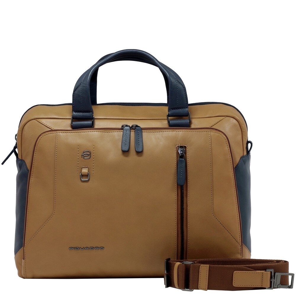 Geanta port laptop 14” si iPad®10,5''/9,7” Piquadro din piele naturala  CA3335S104/CUBL tabac - eMAG.ro