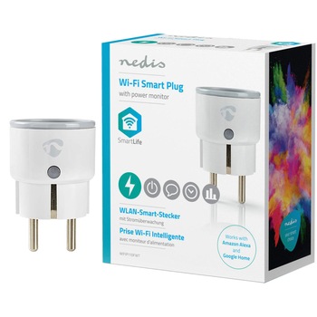 Priza inteligenta Nedis, Wi-Fi, compatibil iOS si Android, 10A, 2500W, alb Priza inteligenta Nedis, Wi-Fi, compatibil iOS si Android, 10A, 2500W, alb