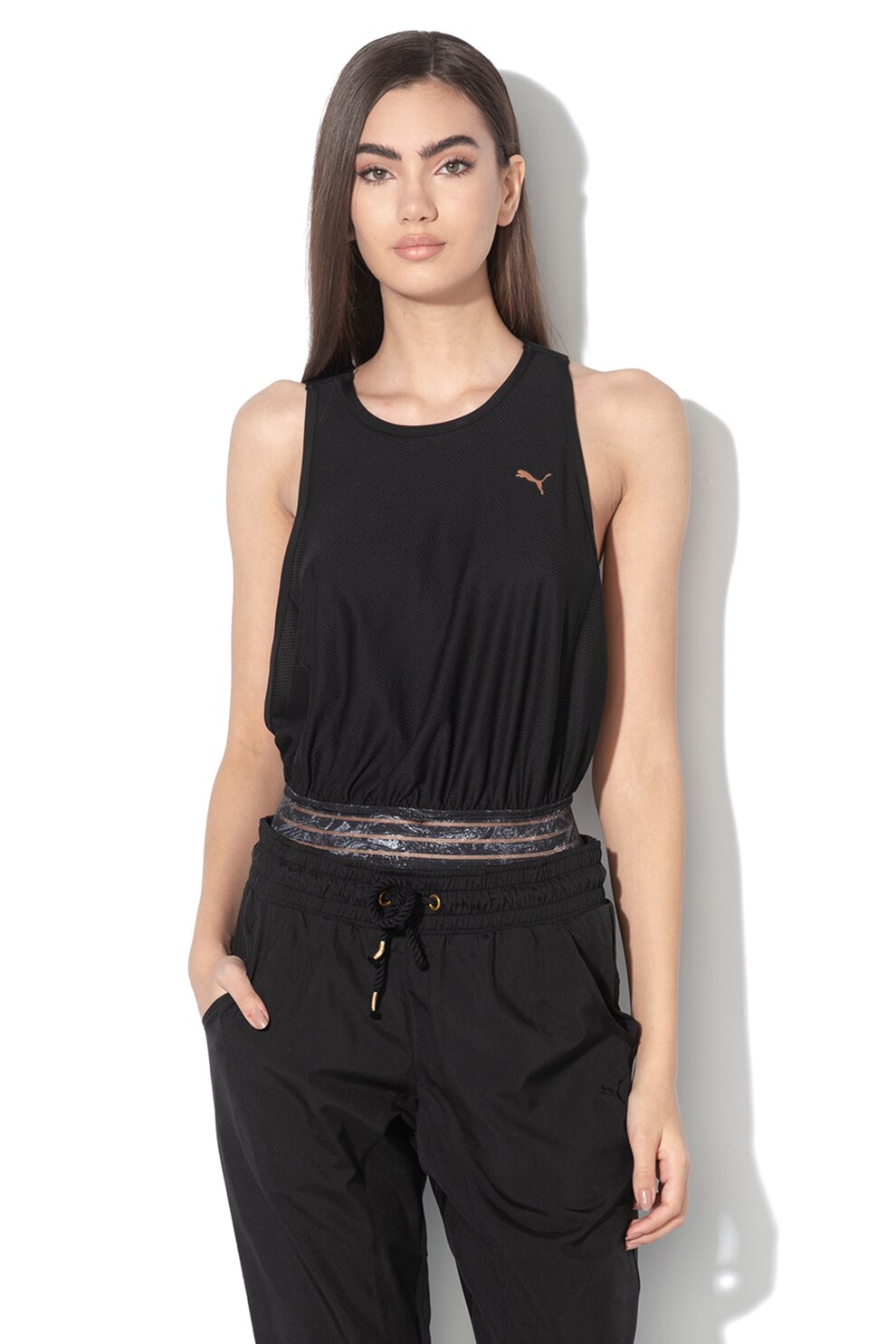 Puma, Body cu partea frontala de plasa Explosive Leotard, Negru