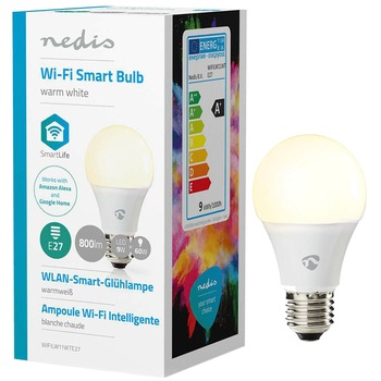 Bec inteligent LED Nedis, dimabil, Wi-Fi, E27, 9W (60W), 800 lm, lumina alba calda Bec inteligent LED Nedis, dimabil, Wi-Fi, E27, 9W (60W), 800 lm, lumina alba calda