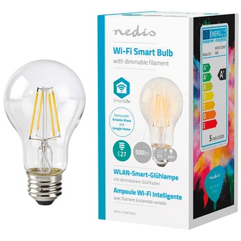 Bec inteligent LED Nedis, dimabil, Wi-Fi, E27, 5W (40W), 500 lm, lumina alba calda Bec inteligent LED Nedis, dimabil, Wi-Fi, E27, 5W (40W), 500 lm, lumina alba calda
