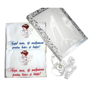 Prosop brodat Nasul meu sau nasa mea iti multumesc pentru botez si baita Prosop brodat Nasul meu sau nasa mea iti multumesc pentru botez si baita