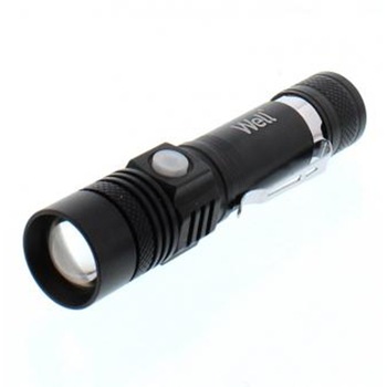 Lanterna LED reincarcabila Well Apex, cu Zoom, 350 lm, Li-Ion 1200mAh, Aluminiu Lanterna LED reincarcabila Well Apex, cu Zoom, 350 lm, Li-Ion 1200mAh, Aluminiu