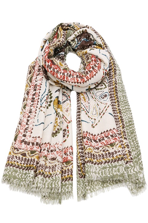 Дамски шал ROCS B014GN с принт на цветя, изработен от вискоза, зелен