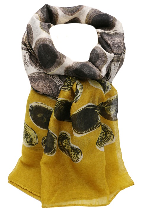 Esarfa pentru dama, cu imprimeu buline, din viscoza, B065YW Galben