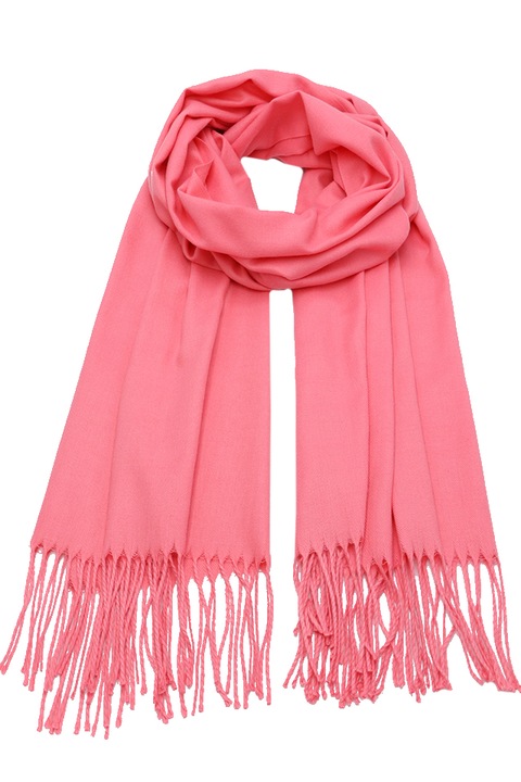 Esarfa pentru femei, imitatie casmir, subtire, sezon rece, cu franjuri, Alice ZS-22-43 Roz bombon