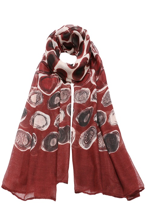 Дамски шал ROCS B065DKRD, щампа на точки, вискоза, тъмночервен