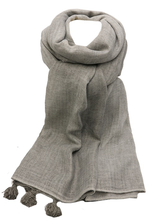 Esarfa subtire pentru dama, cu fire sclipitoare si ciucure NK03LGY Gri deschis