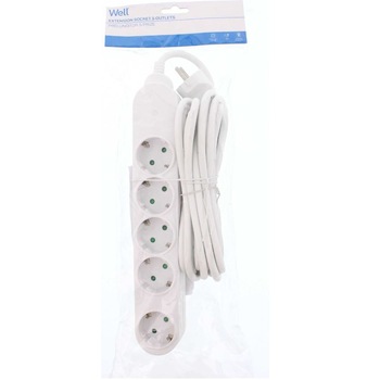 Prelungitor Well, 5 prize, cablu 3xG1.5mmp, 5 m Prelungitor Well, 5 prize, cablu 3xG1.5mmp, 5 m