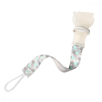 Lant suzeta Baby Ono cu clips gri verde Lant suzeta Baby Ono cu clips gri verde