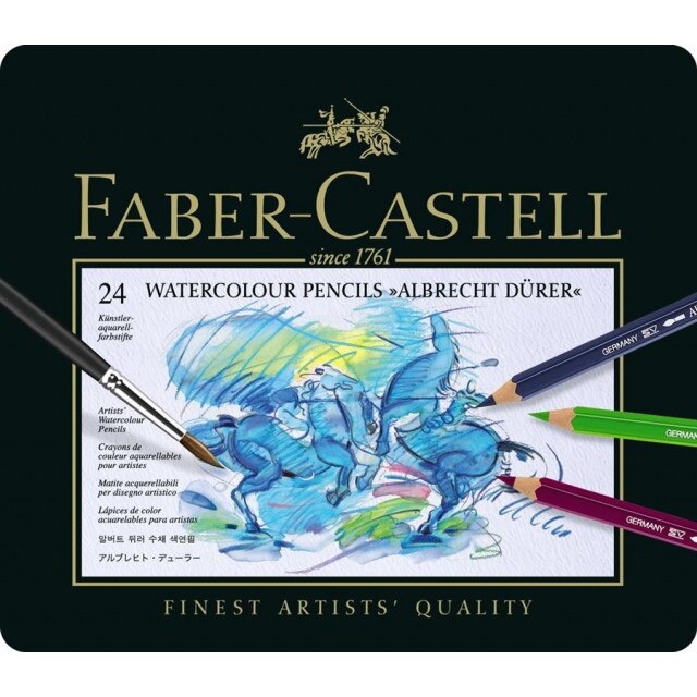 Creioane Colorate Acuarela A.Durer 24 culori, cutie metal Faber-Castell