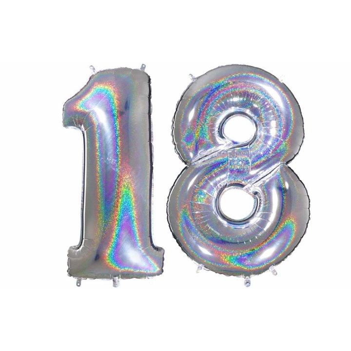 Fólia lufi, holografikus figurák, Majorat, Argintiu Shop Carnaval Express