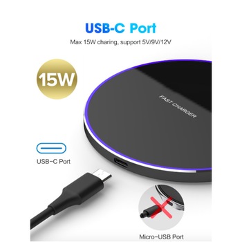 Incarcator aluminiu wireless Fast Charging 15W, iPhone 11promax, xsmax, Samsung S10, s10+, Note10,10plus Incarcator aluminiu wireless Fast Charging 15W, iPhone 11promax, xsmax, Samsung S10, s10+, Note10,10plus