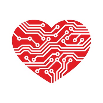 Sticker decorativ modern, inimioara din circuit electric, We love technology, PVC autocolant, Rosu, 110 x90 cm Sticker decorativ modern, inimioara din circuit electric, We love technology, PVC autocolant, Rosu, 110 x90 cm