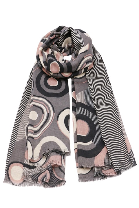 Дамски шал ROCS, Вискоза, С щампа на точки, Розов, 85 х 180 см