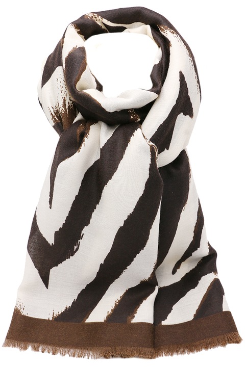 Esarfa pentru dama, cu imprimeu dungi zebra, din viscoza, B017BN Maro