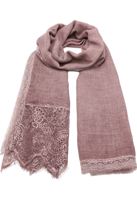 Дамски шал ROCS, Вискоза, Ежедневен, С дантела, Лилав, 190 х100 см