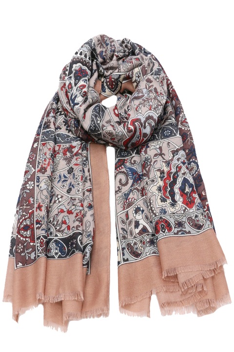 Шал за жени ROCS B019PK с принт на цветя и птици, изработен от вискоза