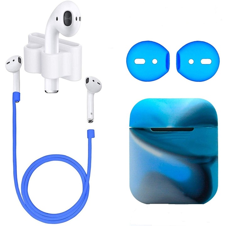 Set de 4 piese Bibilel pentru casti AirPods, Navy, BBL1088