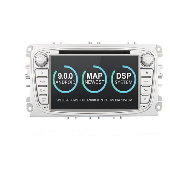 Навигация MKD, Android 8.1, Четири ядра, За Ford Focus, Mondeo, Galaxy, WiFI, 7 инча, Сребрист