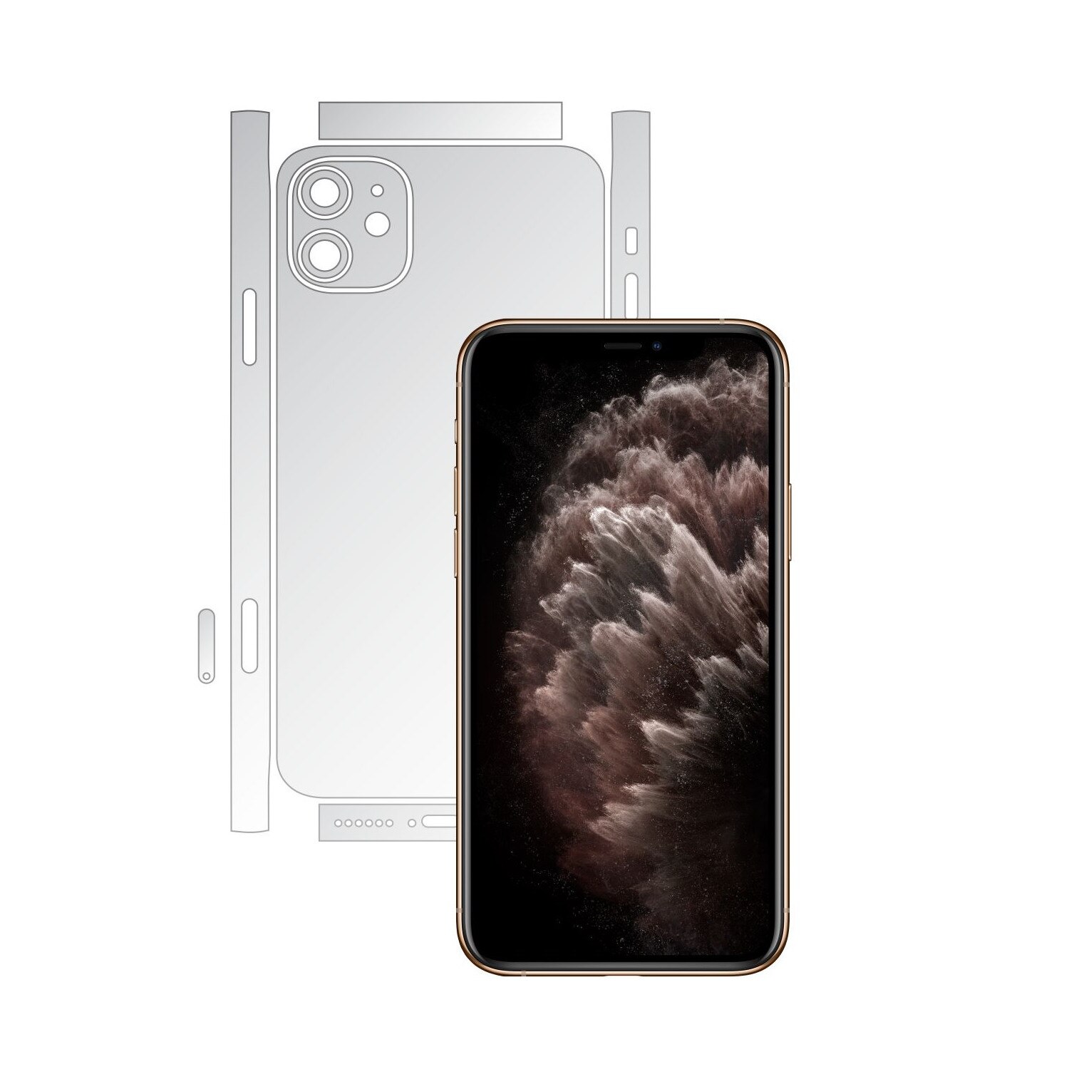 Folie Protectie Spate Invisible Skinz UHD AutoRegeneranta pentru Apple iPhone 11 - CAM CUT - Folie Siliconica Ultra-Clear cu taiere Split Cut pentru Carcasa Spate si Laterale, Skin Adeziv Transparent, Edge to Edge Full Case Cover