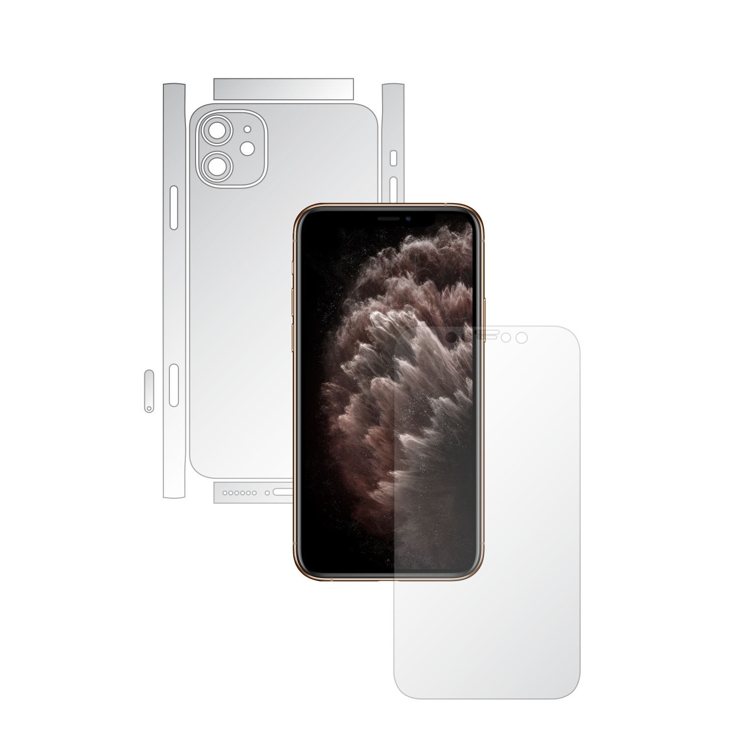 Folie Full Body Invisible Skinz HD pentru Apple iPhone 11 - CAM CUT - Folie Protectie Siliconica Ultra-Clear cu taiere Split Cut pentru Ecran, Carcasa Spate si Laterale, Skin Adeziv Transparent, Edge to Edge Cover