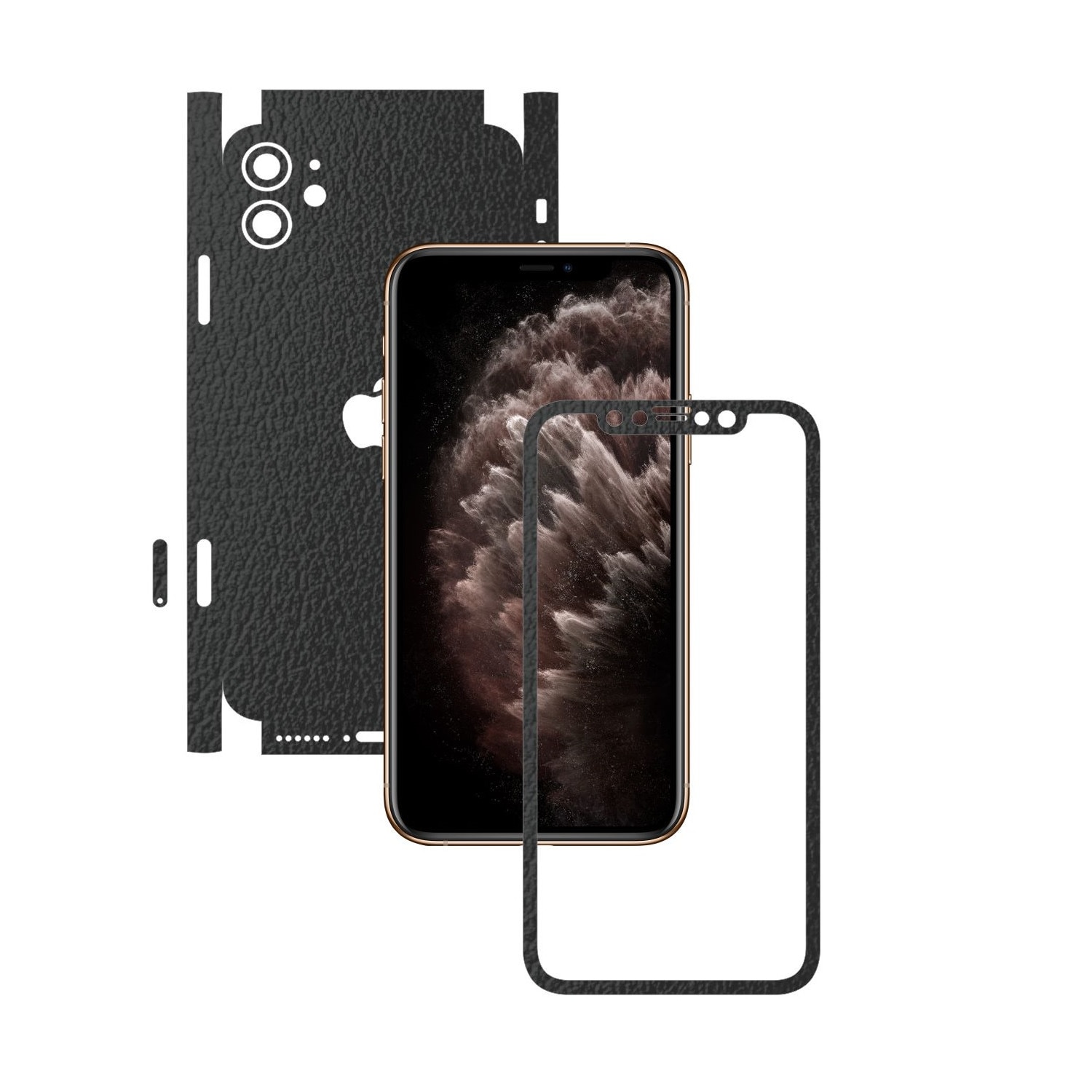Folie Protectie Carbon Skinz pentru Apple iPhone 11 - FULL CUT - Piele Neagra 360 Cut, Skin Adeziv Full Body Cover pentru Rama Ecran, Carcasa Spate si Laterale