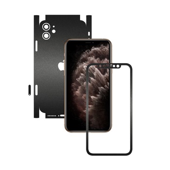 Folie Protectie Carbon Skinz pentru Apple iPhone 11 - FULL CUT - Negru Mat 360 Cut, Skin Adeziv Full Body Cover pentru Rama Ecran, Carcasa Spate si Laterale