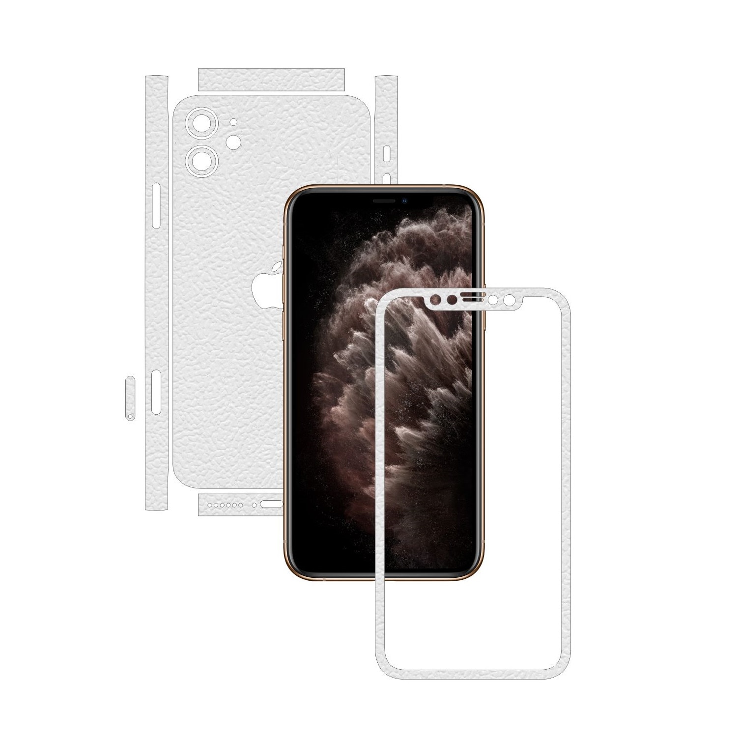 Folie Protectie Carbon Skinz pentru Apple iPhone 11 - FULL CUT - Piele Alba Split Cut, Skin Adeziv Full Body Cover pentru Rama Ecran, Carcasa Spate si Laterale