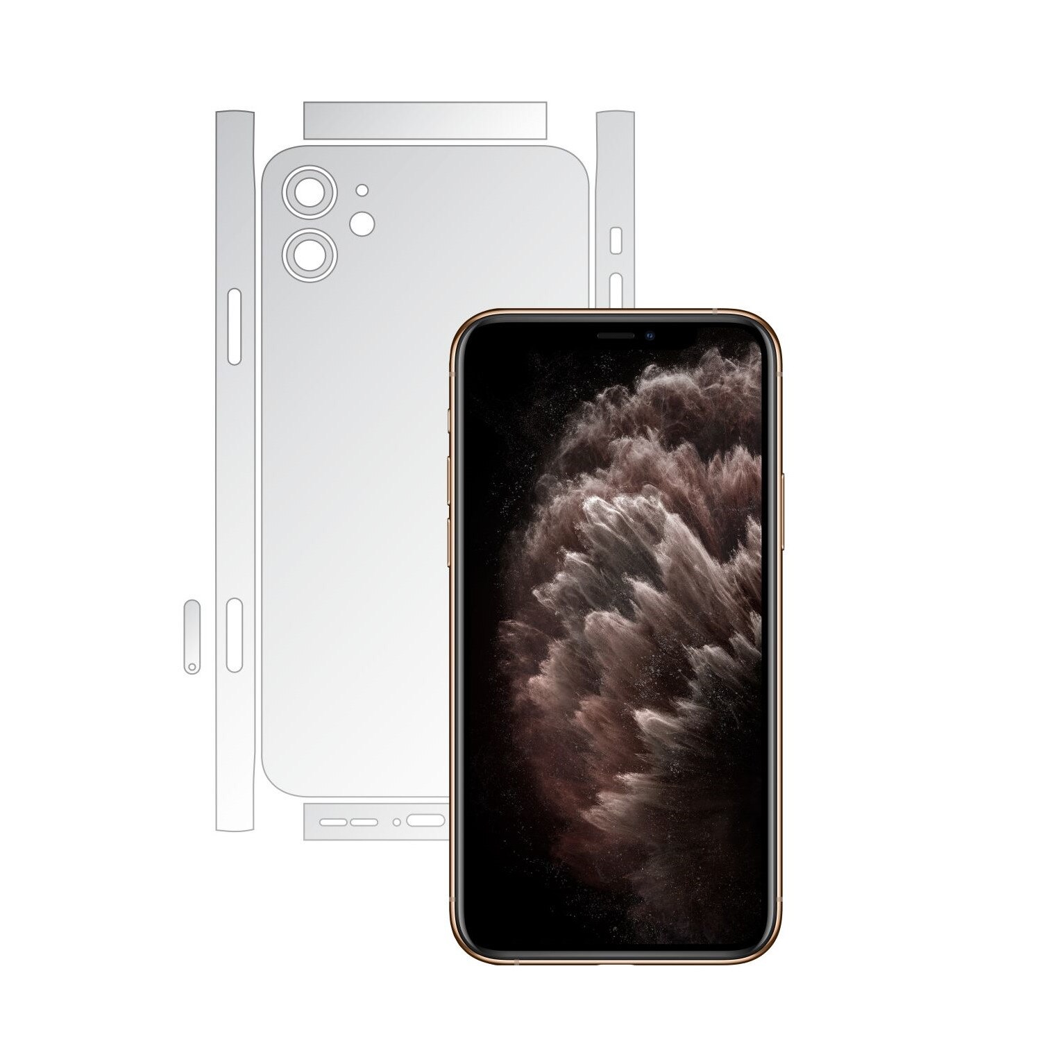 Folie Protectie Spate Invisible Skinz UHD AutoRegeneranta pentru Apple iPhone 11 - FULL CUT - Folie Siliconica Ultra-Clear cu taiere Split Cut pentru Carcasa Spate si Laterale, Skin Adeziv Transparent, Edge to Edge Full Case Cover