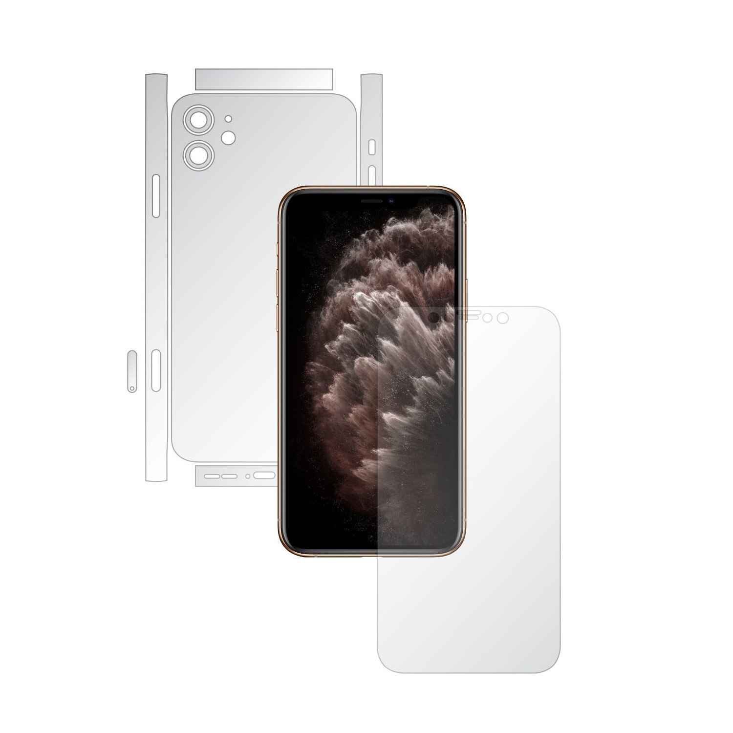 Folie Full Body Invisible Skinz UHD AutoRegeneranta pentru Apple iPhone 11 - FULL CUT - Folie Protectie Siliconica Ultra-Clear cu taiere Split Cut pentru Ecran, Carcasa Spate si Laterale, Skin Adeziv Transparent, Edge to Edge Cover